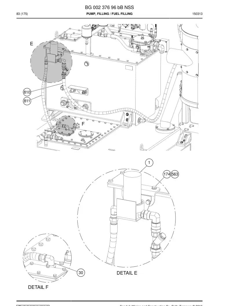 BG00237696b BG 002 376 96b Pump, Filling - Sandvik Technical Drawing