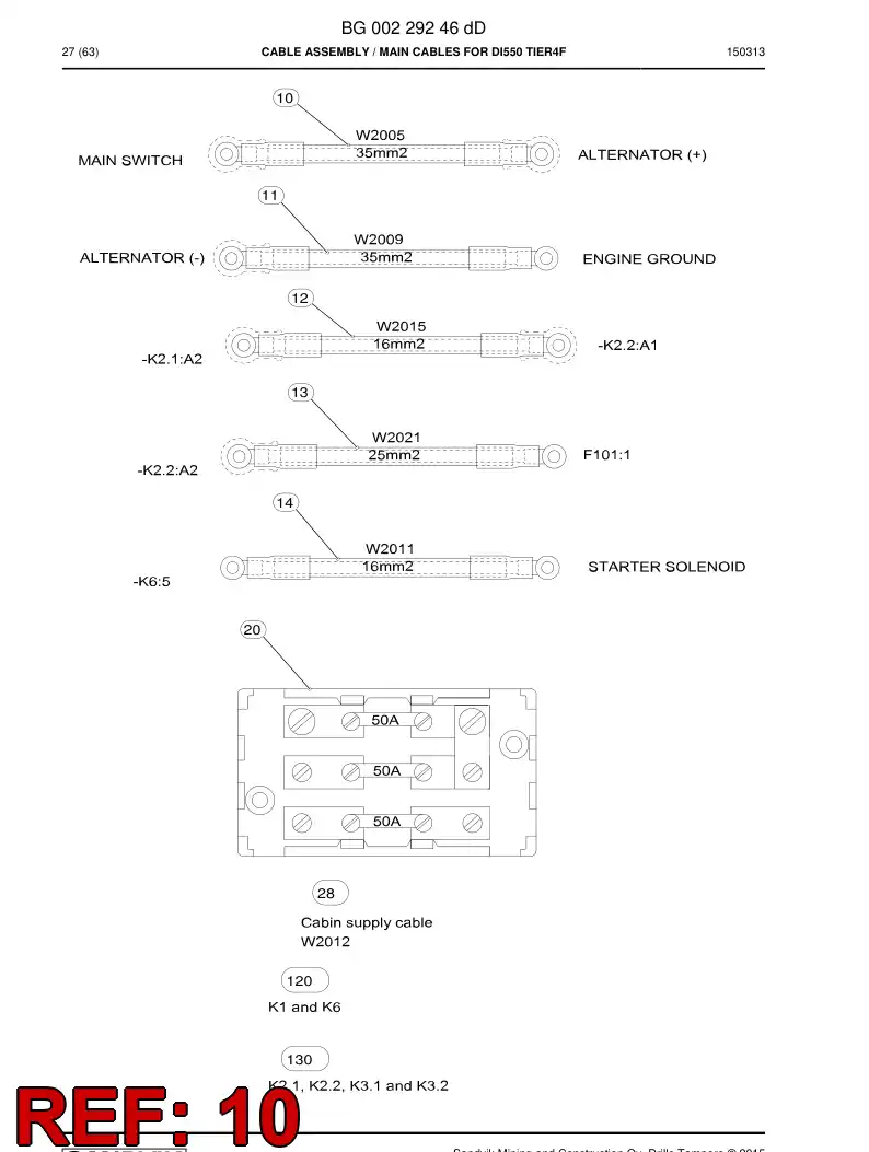 BG00238083c BG 002 380 83c Cable Assembly - Sandvik Technical Drawing