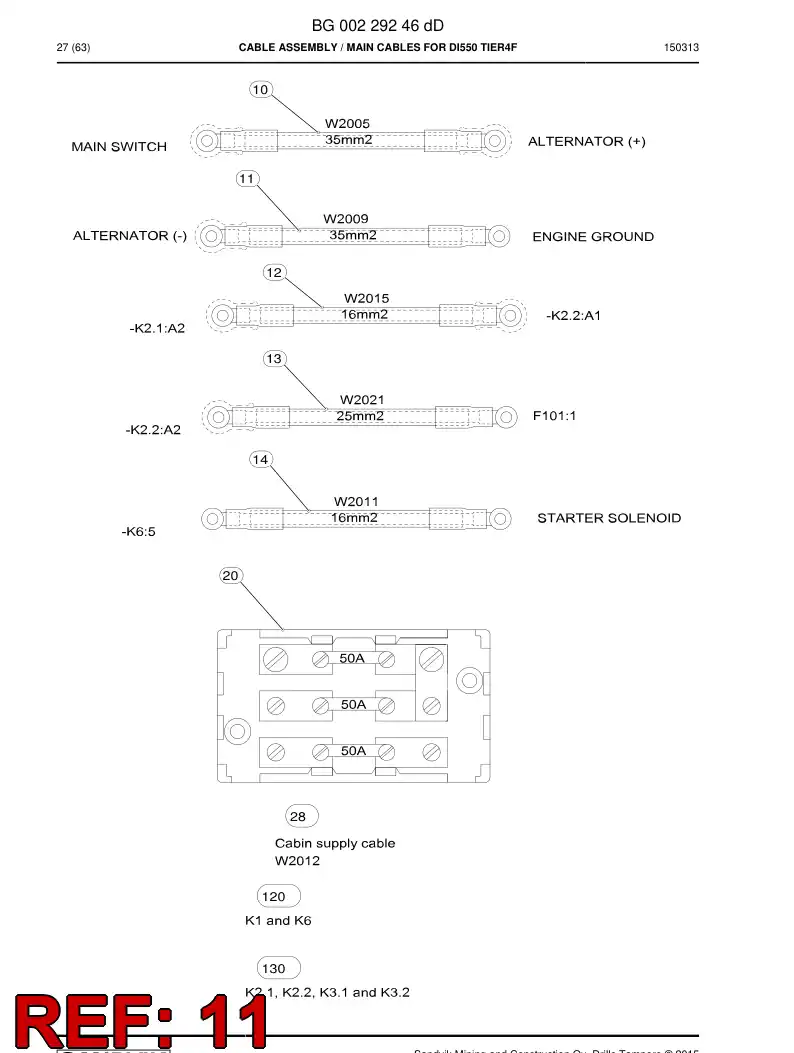 BG00238084b BG 002 380 84b Cable Assembly - Sandvik Technical Drawing