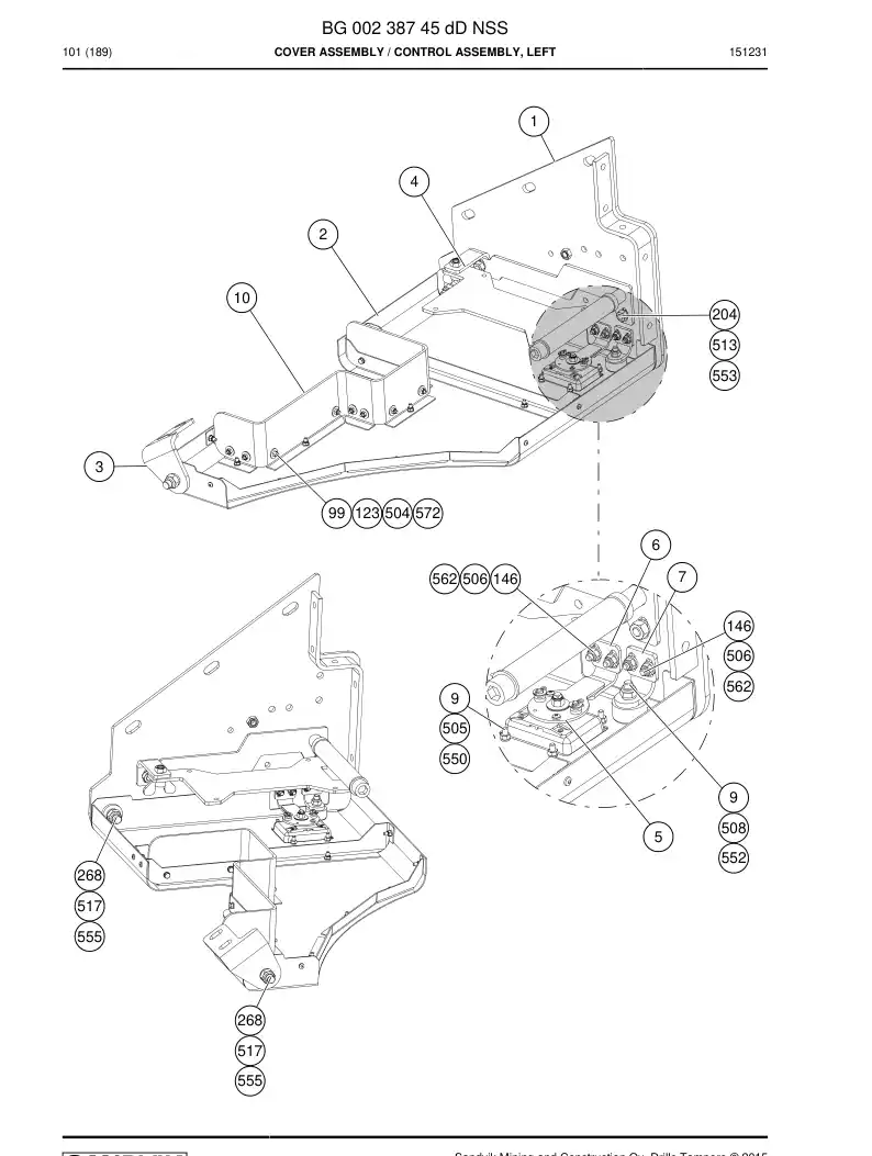 BG00238745d BG 002 387 45d Cover Assembly - Sandvik Technical Drawing