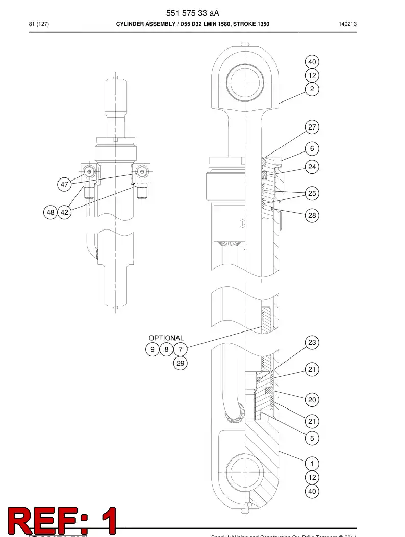 BG00239302a BG 002 393 02a Cylinder Tube Assembly - Sandvik Technical Drawing