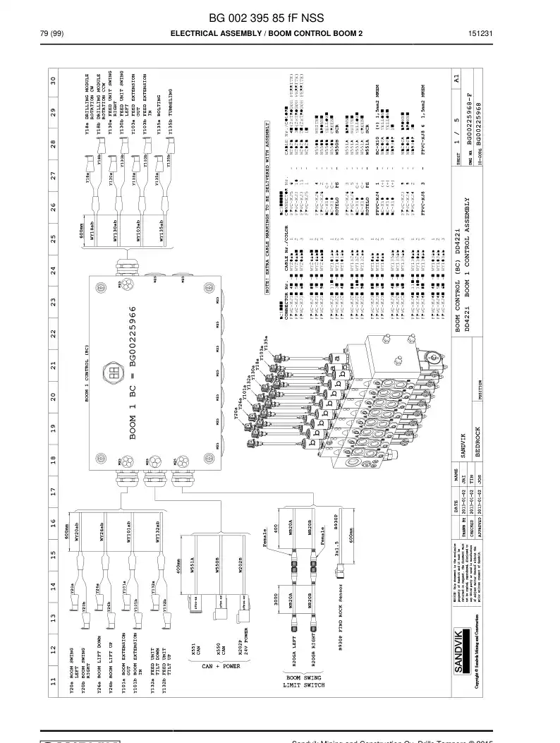 BG00239585f BG 002 395 85f Electrical Assembly - Sandvik Technical Drawing