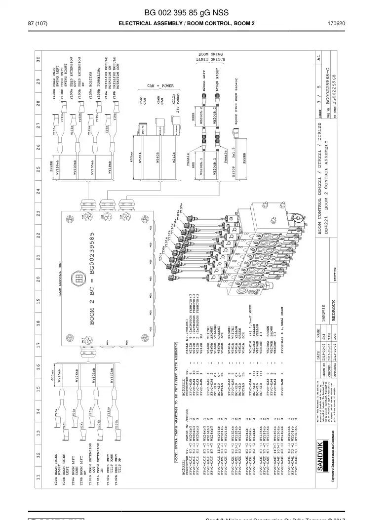 BG00239585g BG 002 395 85g Electrical Assembly - Sandvik Technical Drawing