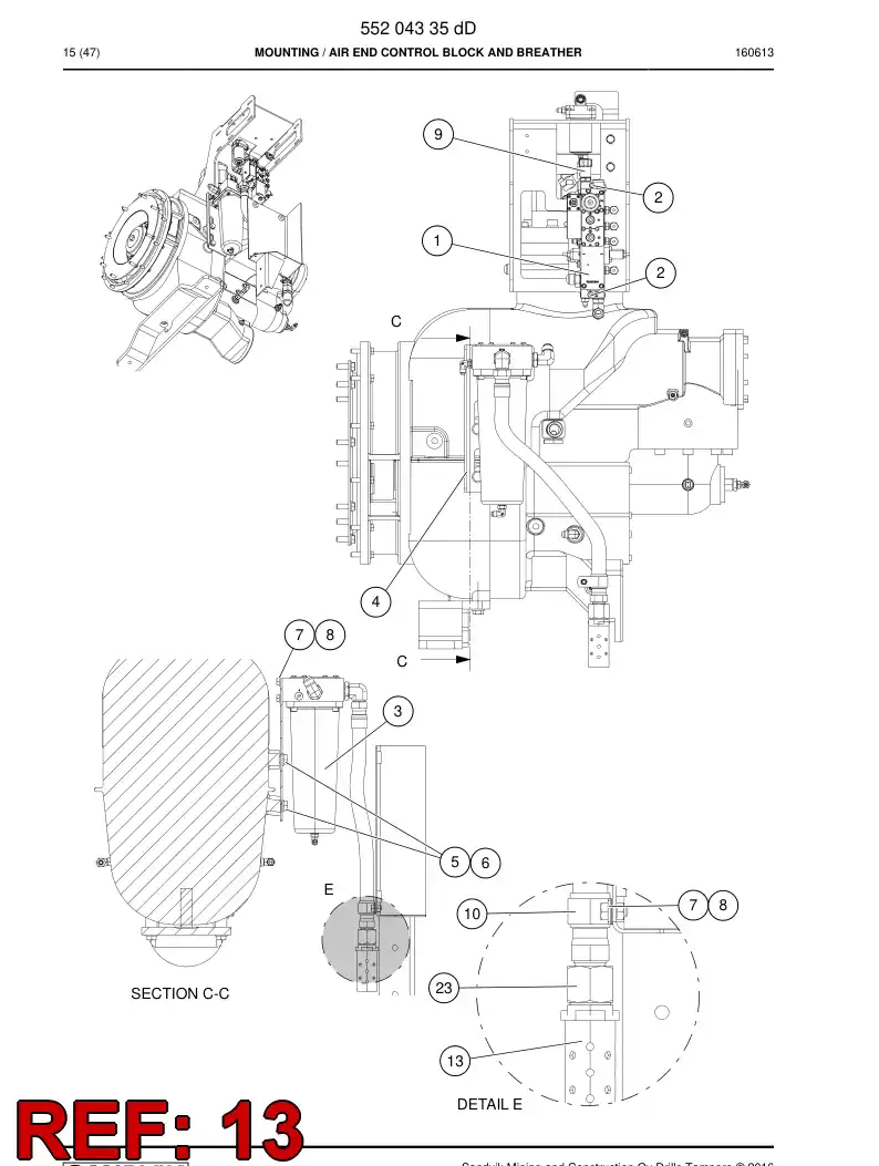 BG00239835a BG 002 398 35a Silencer, Exhaust - Sandvik Technical Drawing