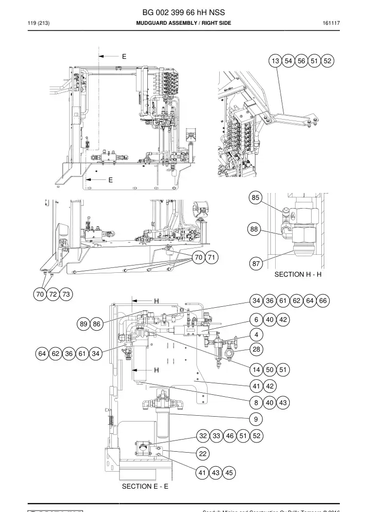 BG00239966j BG 002 399 66j Mudguard Assembly - Sandvik Technical Drawing