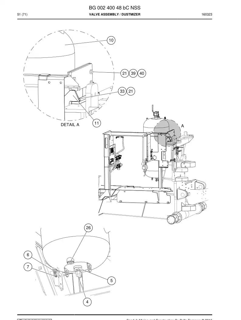 BG00240048b BG 002 400 48b Valve Assembly - Sandvik Technical Drawing