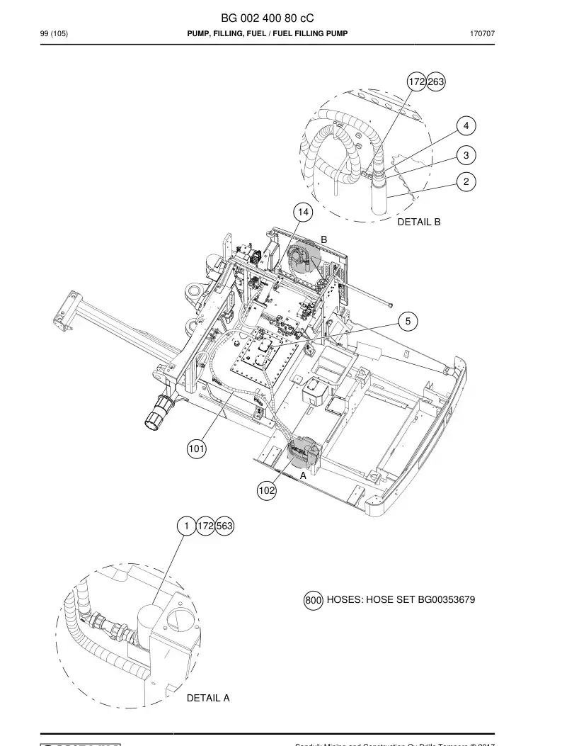 BG00240080c BG 002 400 80c Pump, Filling, Fuel - Sandvik Technical Drawing