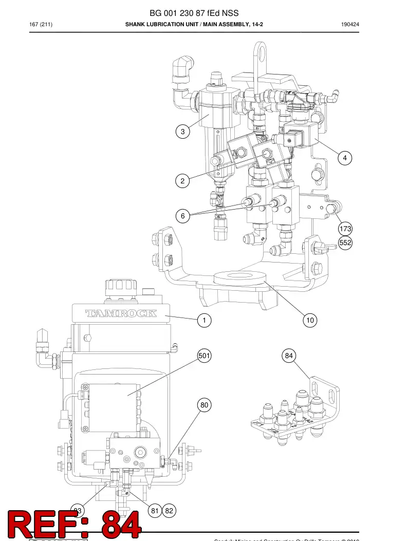 BG00240785b BG 002 407 85b Plate, Bulkhead - Sandvik Technical Drawing