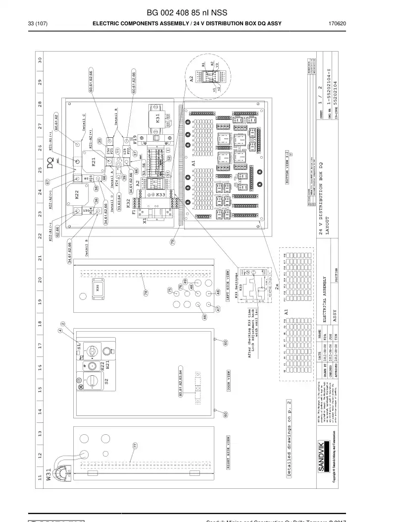 BG00240885n BG 002 408 85n Electric Components Assembly - Sandvik Technical Drawing