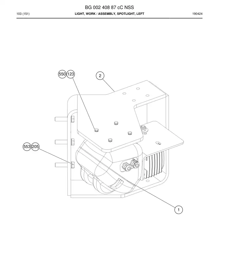 BG00240887c BG 002 408 87c Light, Work - Sandvik Technical Drawing