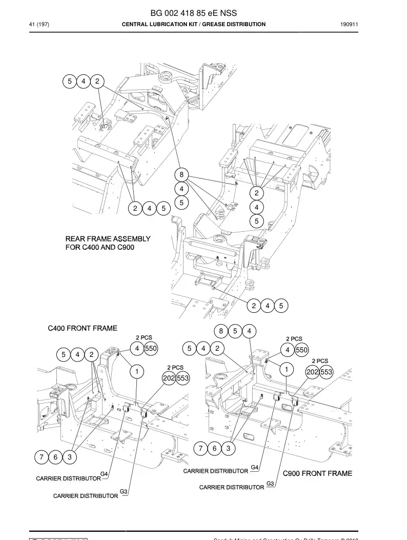 BG00241885e BG 002 418 85e Central Lubrication Kit - Sandvik Technical Drawing