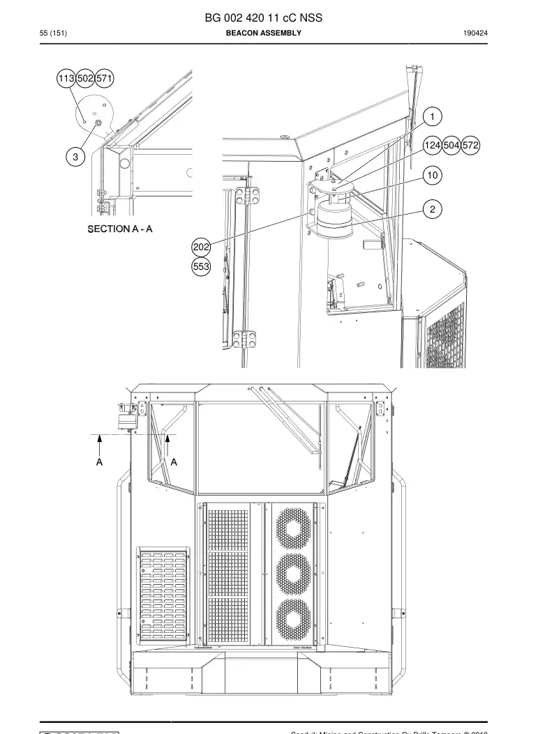 BG00242011b BG 002 420 11b Beacon Assembly - Sandvik Technical Drawing