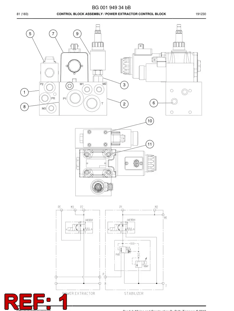 BG00242436a BG 002 424 36a Manifold, Hydraulic - Sandvik Technical Drawing