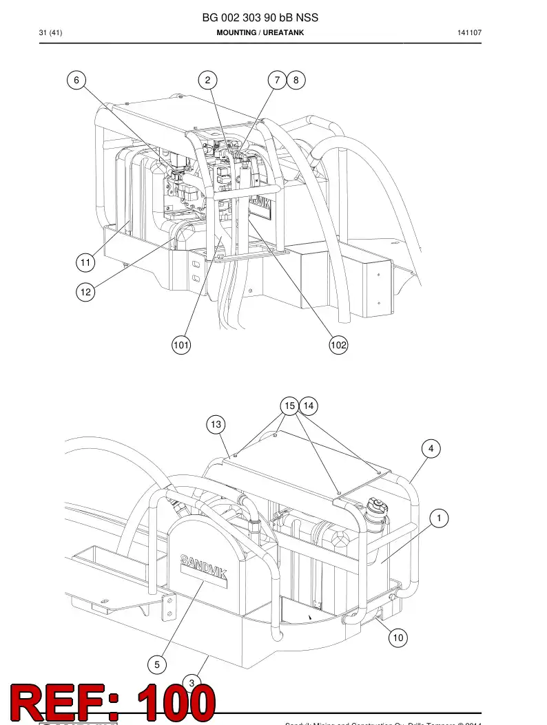 BG00242524a BG 002 425 24a Hose Set - Sandvik Technical Drawing