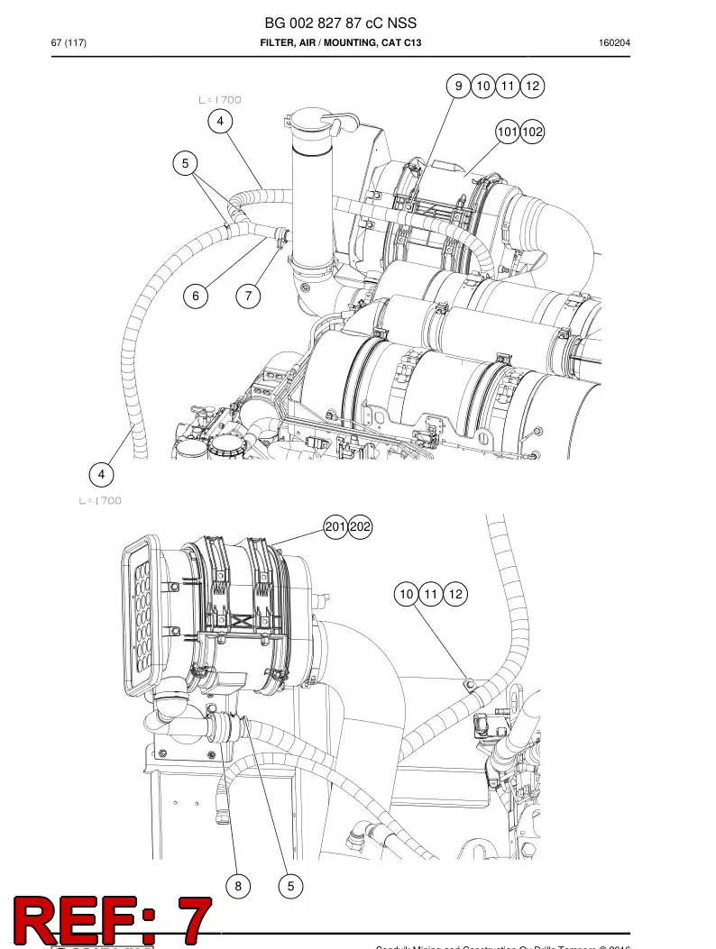 BG00243355a BG 002 433 55a Clamp, U-Bolt - Sandvik Technical Drawing