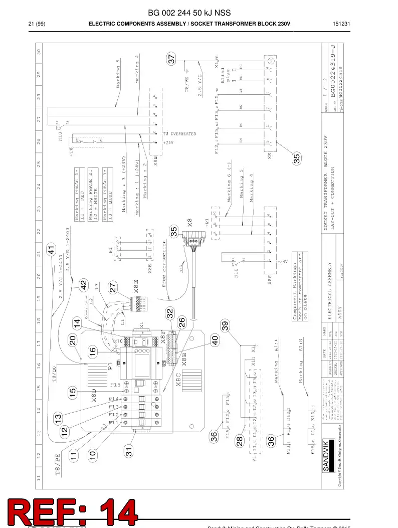 BG00243540a BG 002 435 40a Relay - Sandvik Technical Drawing