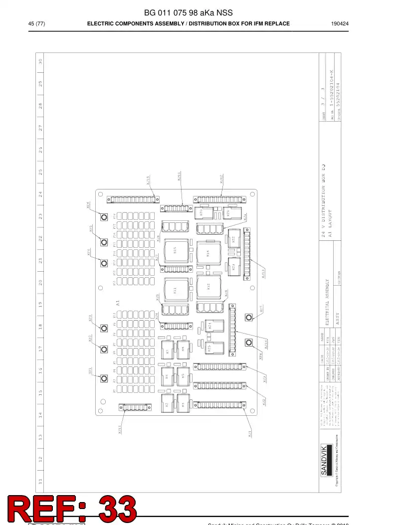 BG00243716a BG 002 437 16a Support, Busbar - Sandvik Technical Drawing