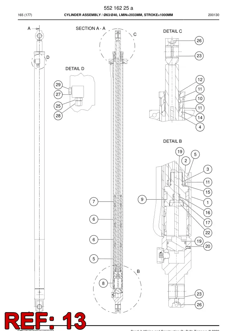 BG00243809a BG 002 438 09a Guide, Rod - Sandvik Technical Drawing