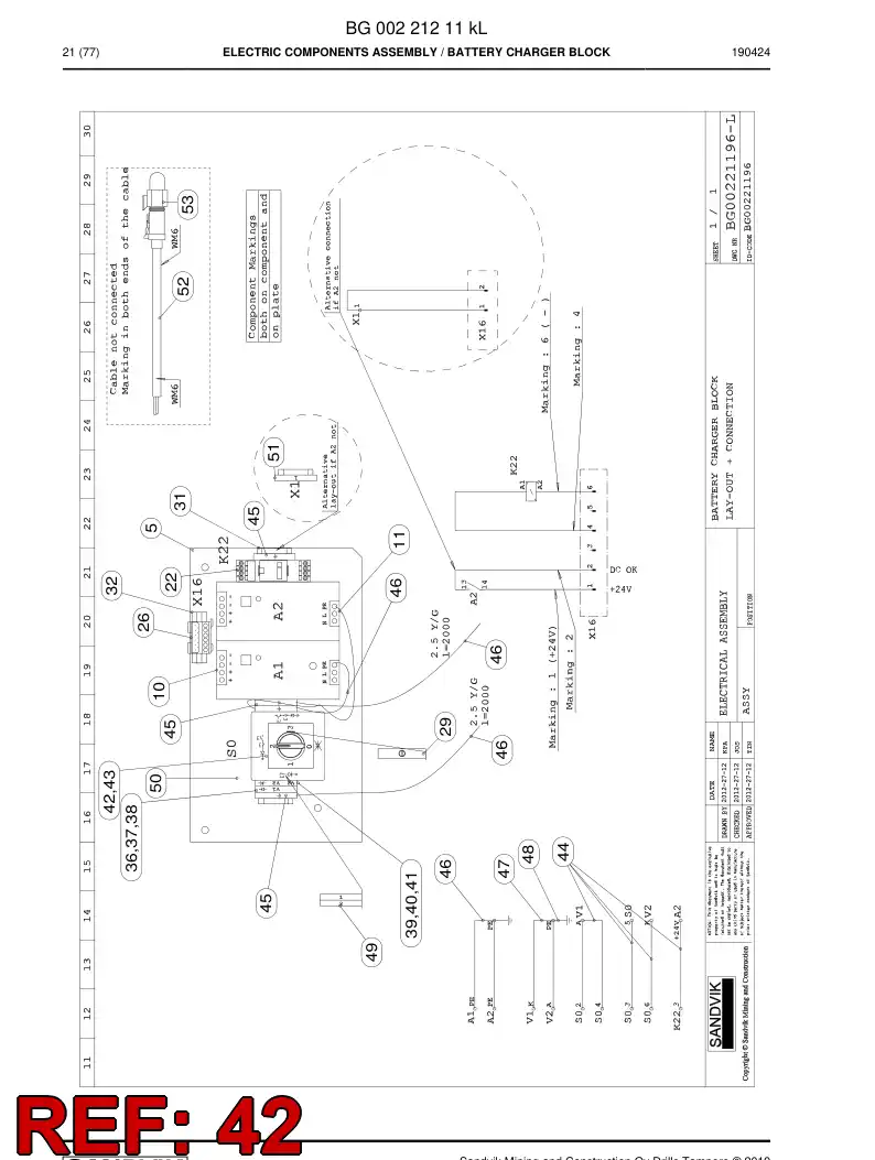 BG00243995a BG 002 439 95a Switch, Selector - Sandvik Technical Drawing