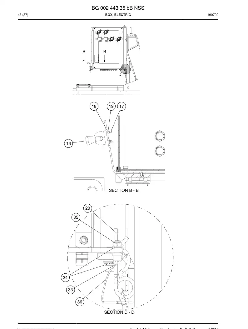 BG00244335b BG 002 443 35b Box, Electric - Sandvik Technical Drawing