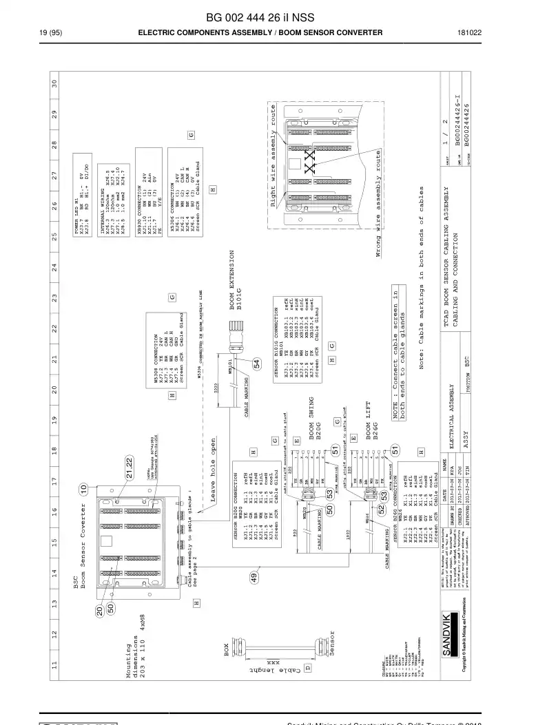 BG00244426m BG 002 444 26m Electric Components Assembly - Sandvik Technical Drawing