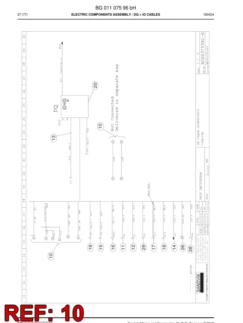 BG00244547m BG 002 445 47m Wiring Harness Assembly - Sandvik Technical Drawing