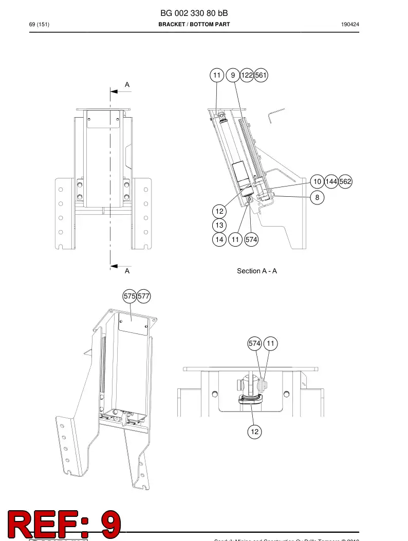 BG00244878a BG 002 448 78a Rail Bar - Sandvik Technical Drawing