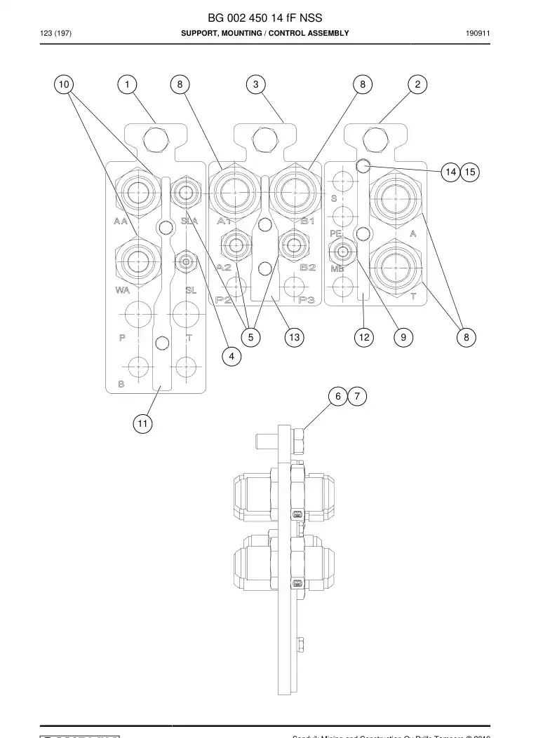 BG00245014f BG 002 450 14f Support, Mounting - Sandvik Technical Drawing