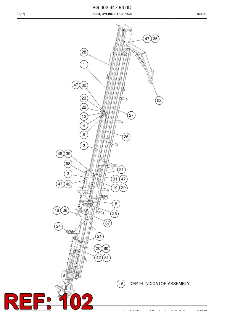 BG00245080b BG 002 450 80b Cable Assembly - Sandvik Technical Drawing