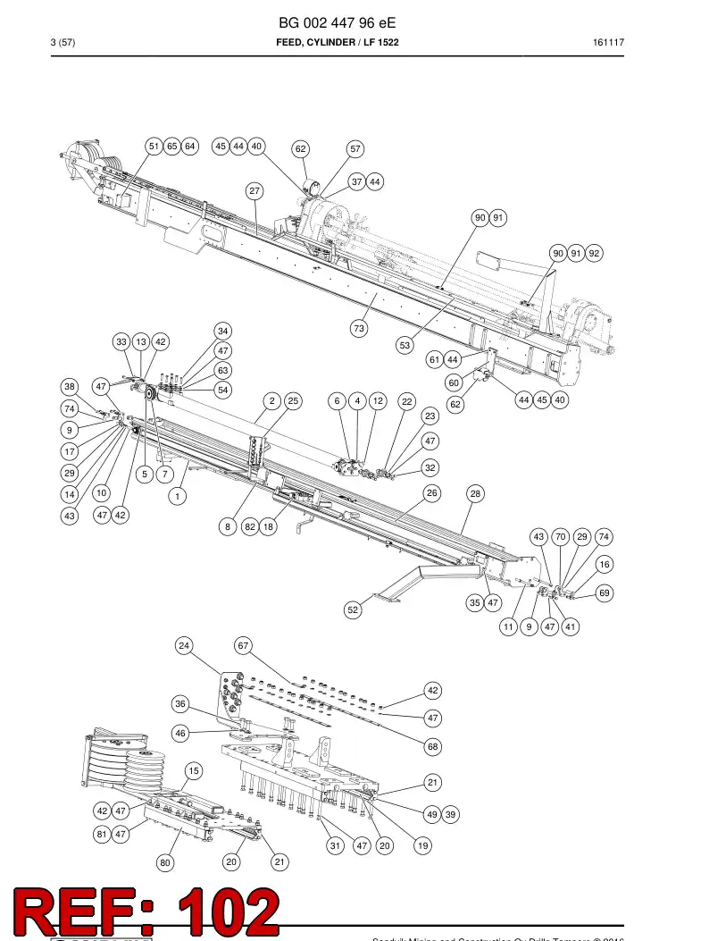 BG00245081b BG 002 450 81b Cable Assembly - Sandvik Technical Drawing