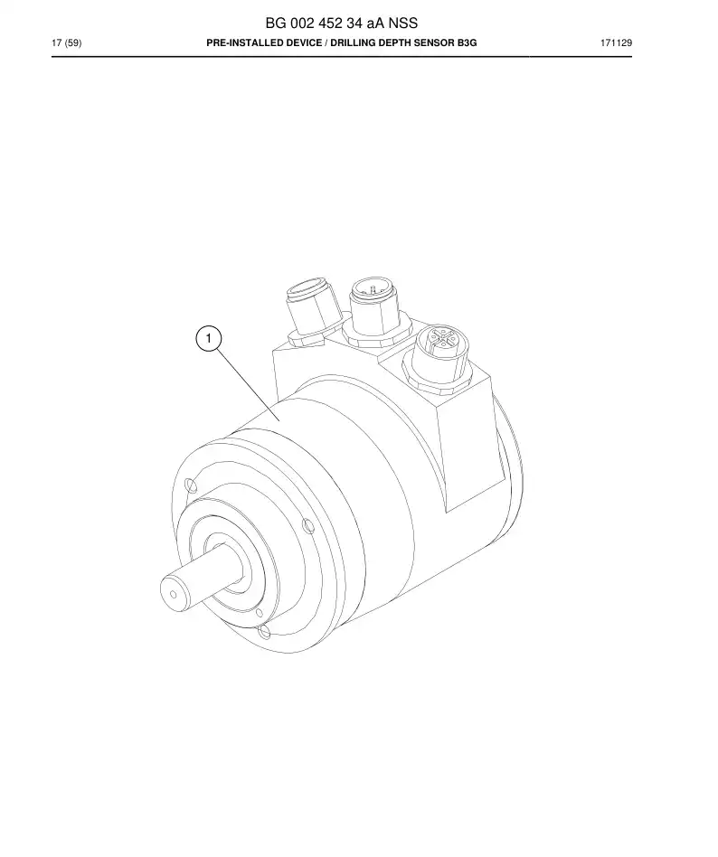 BG00245234a BG 002 452 34a Pre-Installed Device - Sandvik Technical Drawing