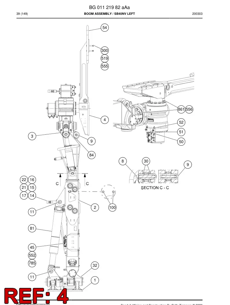 BG00245423a BG 002 454 23a Cradle - Sandvik Technical Drawing