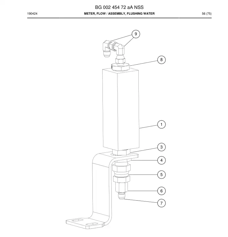 BG00245472a BG 002 454 72a Meter, Flow - Sandvik Technical Drawing