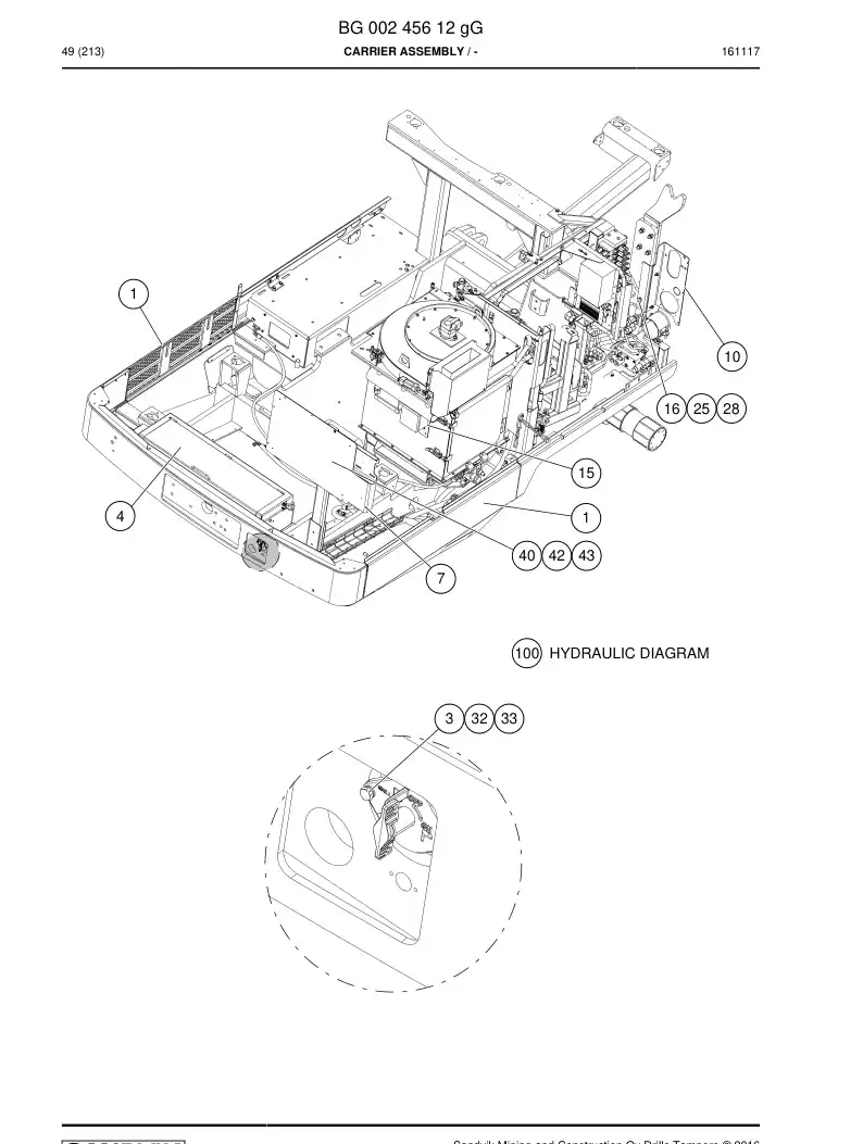 BG00245612h BG 002 456 12h Carrier Assembly - Sandvik Technical Drawing