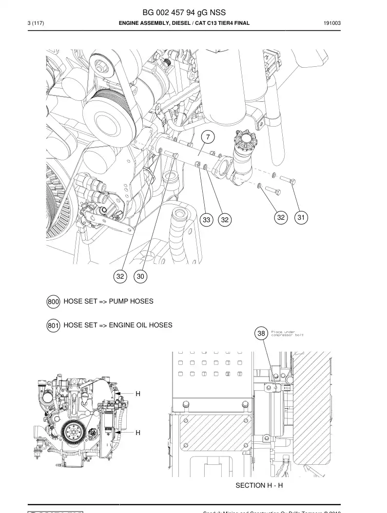 BG00245794g BG 002 457 94g Engine Assembly, Diesel - Sandvik Technical Drawing