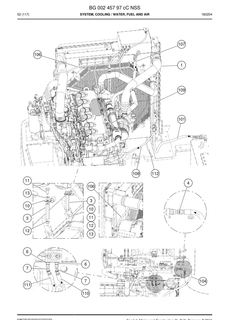 BG00245797c BG 002 457 97c System, Cooling - Sandvik Technical Drawing