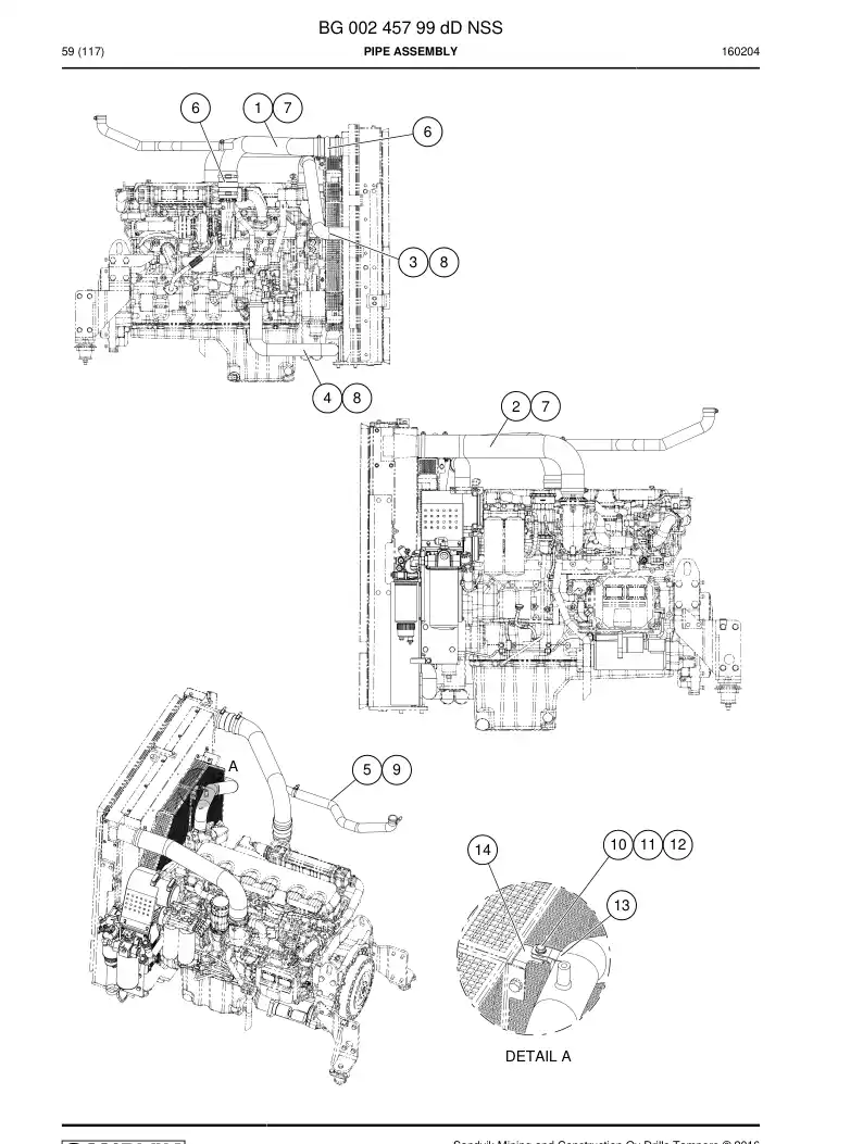 BG00245799d BG 002 457 99d Pipe Assembly - Sandvik Technical Drawing