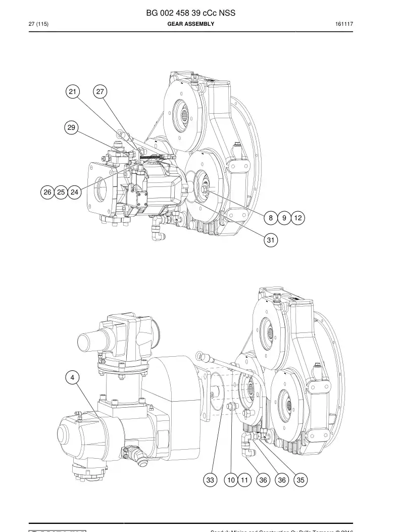 BG00245839c BG 002 458 39c Gear Assembly - Sandvik Technical Drawing