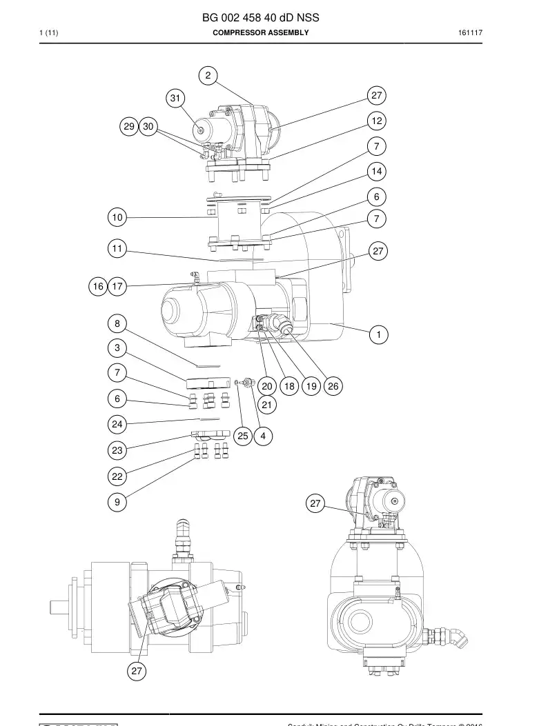 BG00245840d BG 002 458 40d Compressor Assembly - Sandvik Technical Drawing