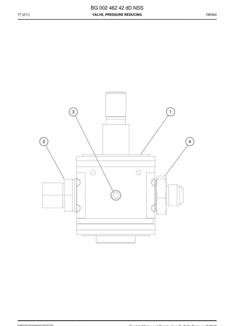 BG00246242d BG 002 462 42d Valve, Pressure Reducing - Sandvik Technical Drawing