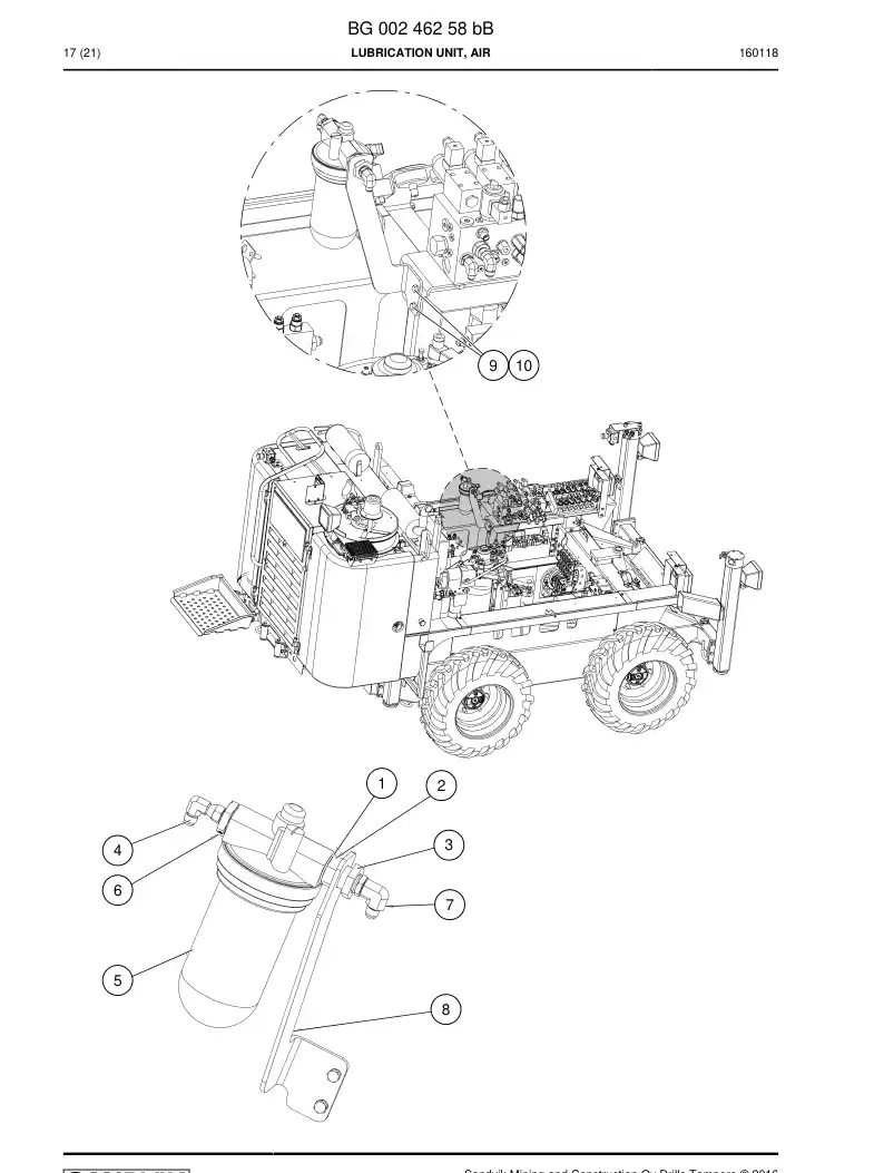 BG00246258b BG 002 462 58b Lubrication Unit, Air - Sandvik Technical Drawing