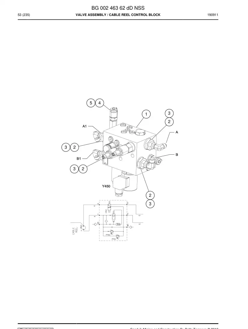 BG00246362d BG 002 463 62d Valve assembly - Sandvik Technical Drawing