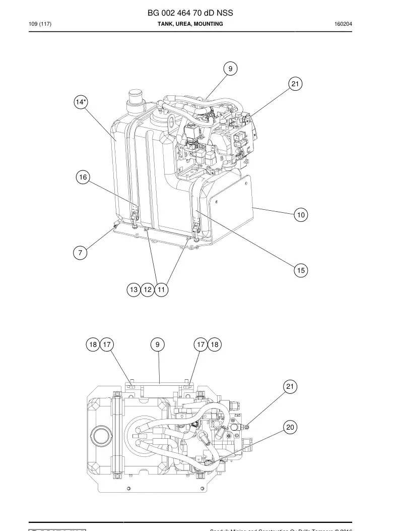 BG00246470d BG 002 464 70d Tank, Urea, Mounting - Sandvik Technical Drawing