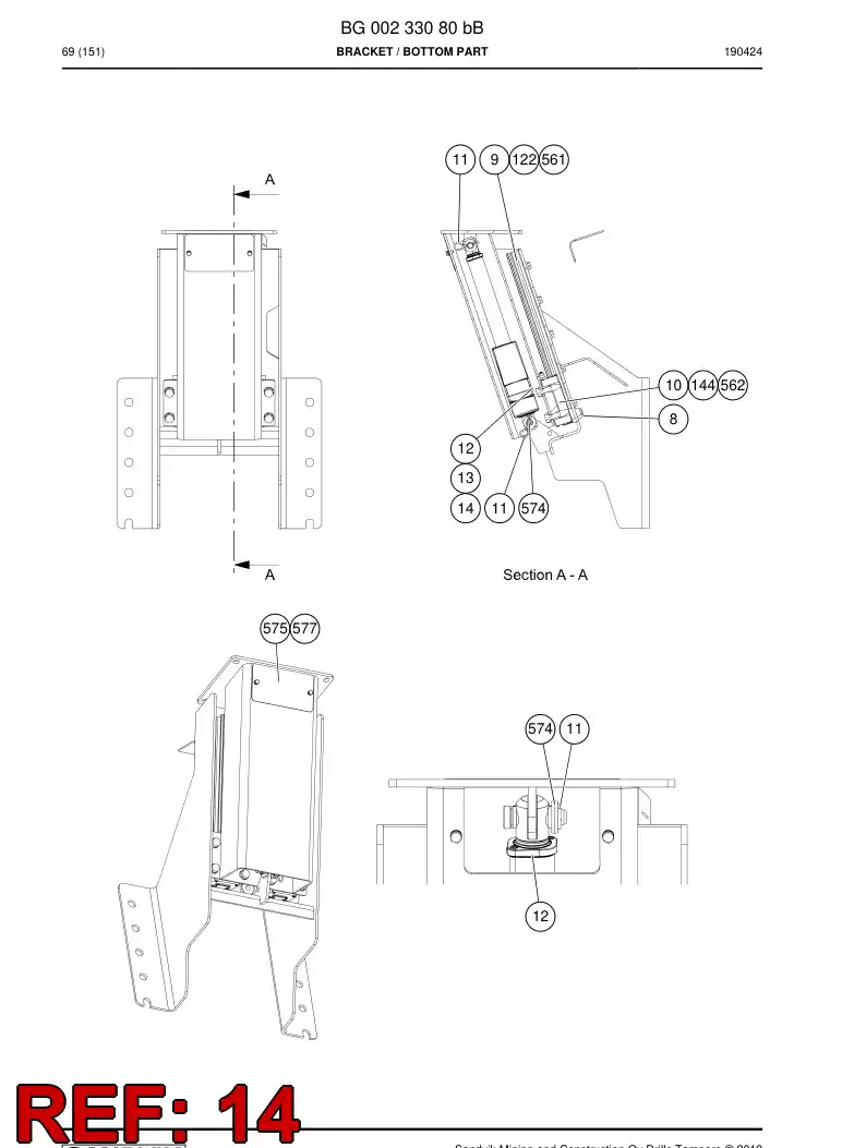 BG00247516a BG 002 475 16a Cable - Sandvik Technical Drawing