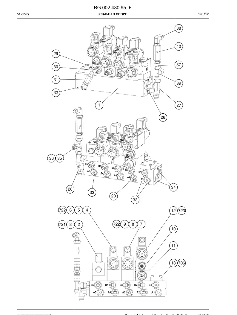 BG00248095f BG 002 480 95f Valve assembly - Sandvik Technical Drawing