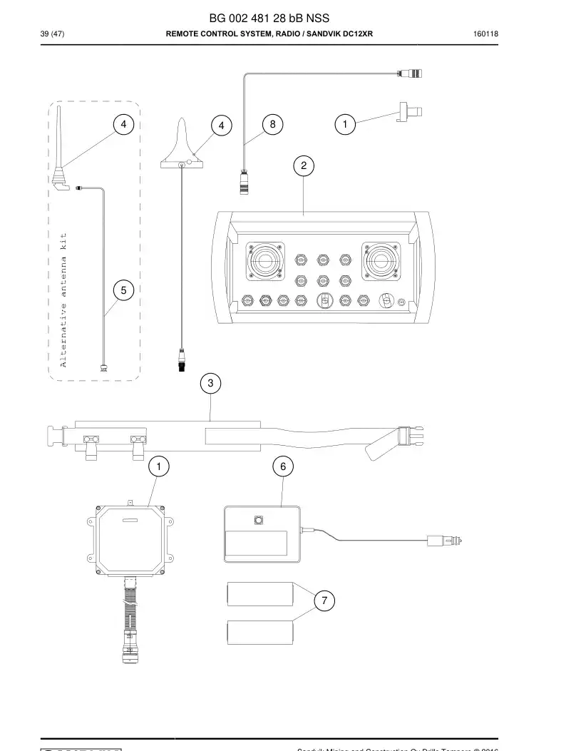 BG00248128b BG 002 481 28b Remote Control System, Radio - Sandvik Technical Drawing
