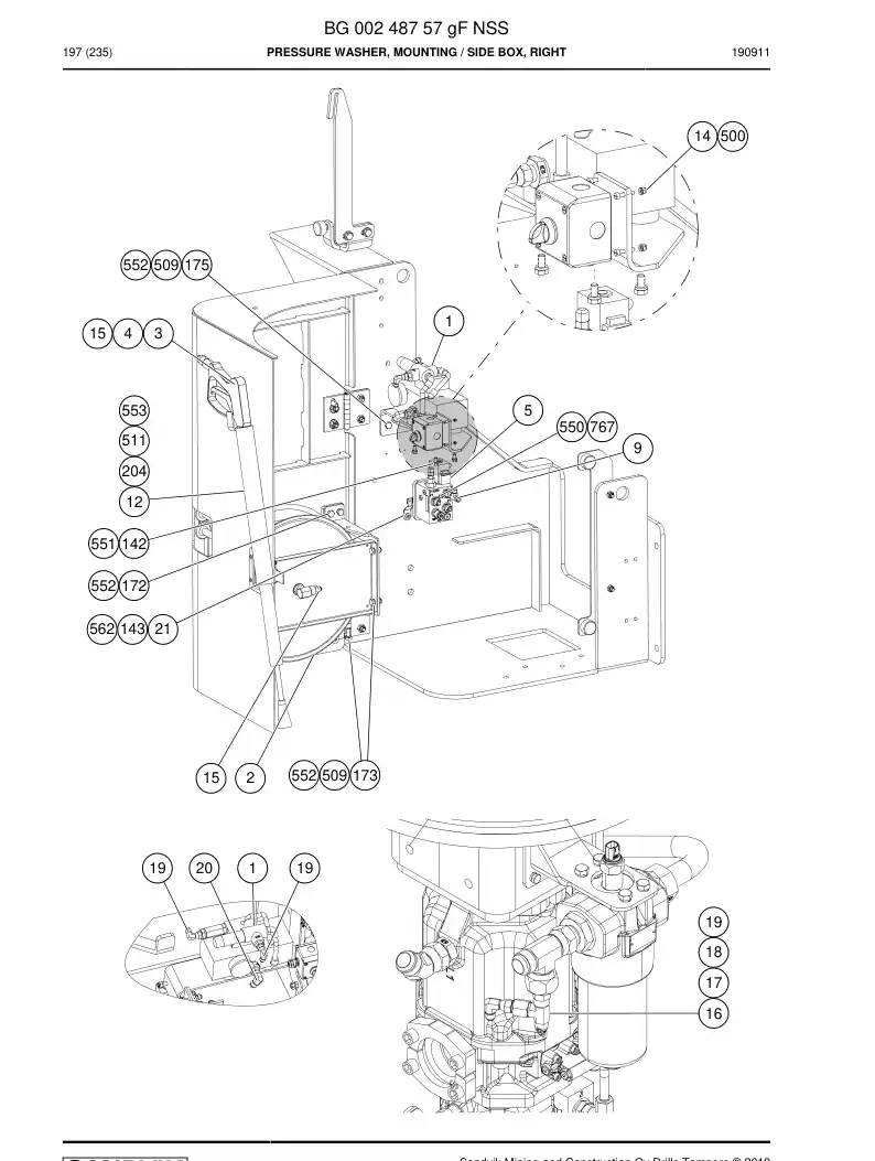BG00248757g BG 002 487 57g Pressure Washer, Mounting - Sandvik Technical Drawing