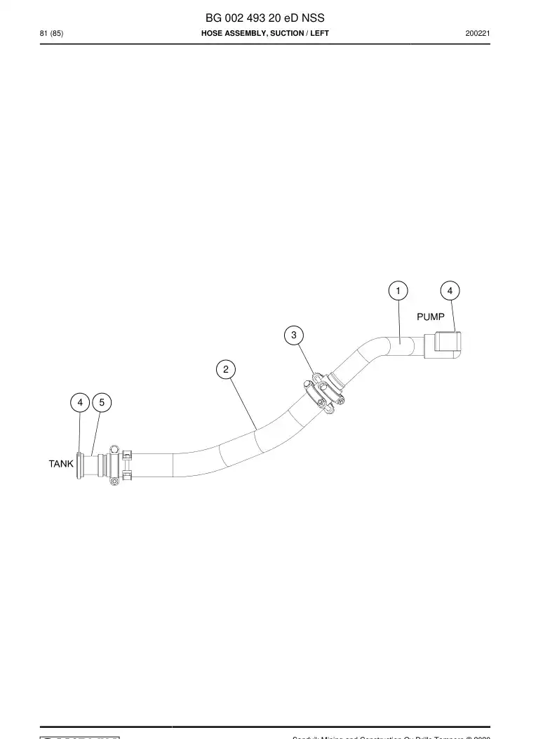 BG00249320e BG 002 493 20e Hose Assembly, Suction - Sandvik Technical Drawing
