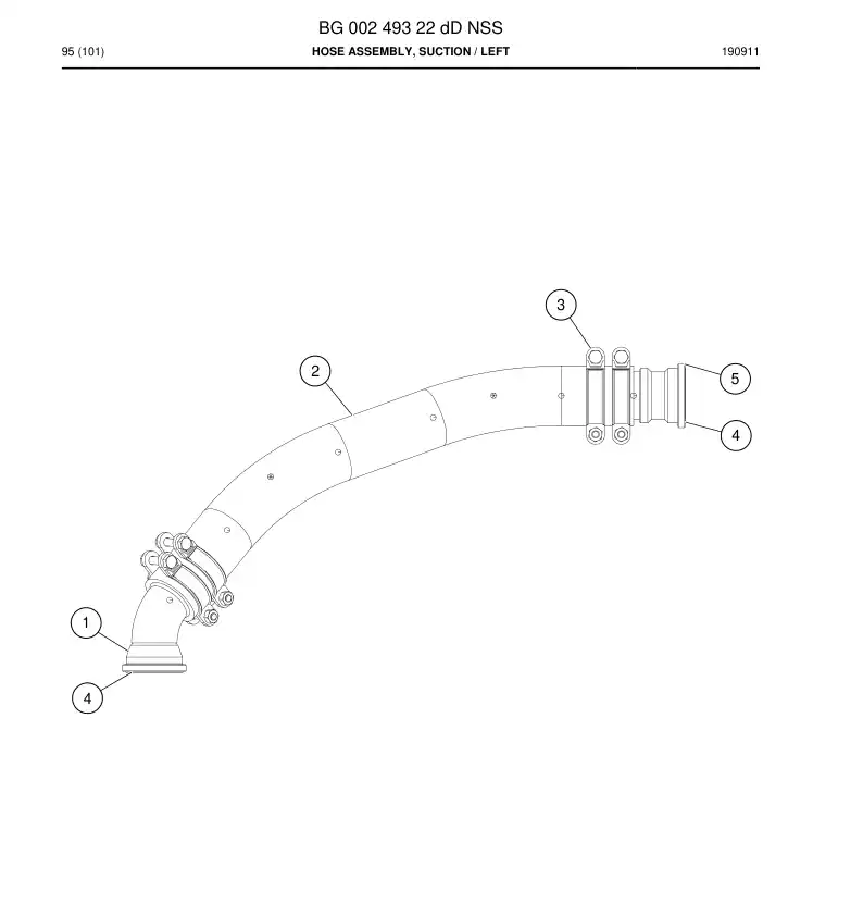 BG00249322d BG 002 493 22d Hose Assembly, Suction - Sandvik Technical Drawing