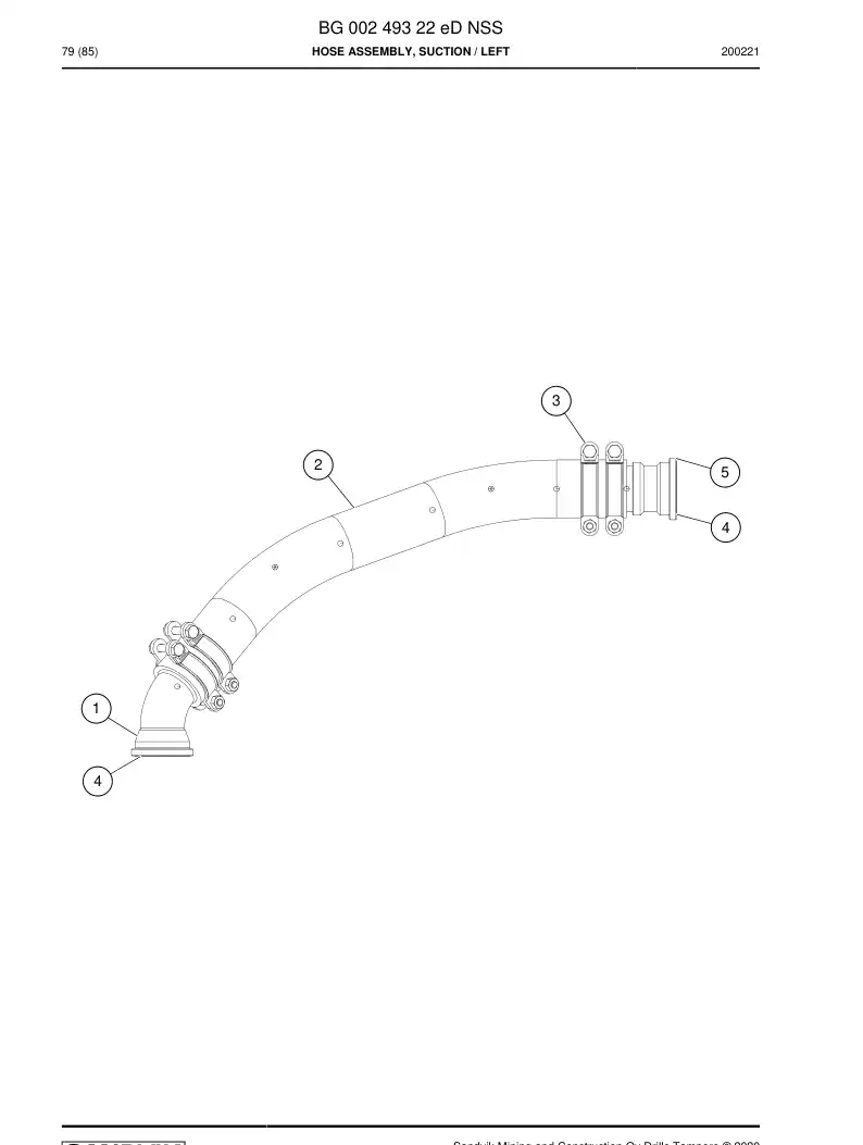BG00249322e BG 002 493 22e Hose Assembly, Suction - Sandvik Technical Drawing